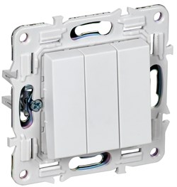 IEK SKANDY Арктический белый Выключатель 3-клавишный 10А SK-V11W SK-V30-0-10-K01 - фото 73890