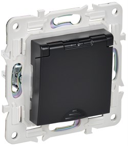 IEK SKANDY Черный Розетка с/з с защитными шторками и крышкой 16А IP44 SK-R11Bl SK-R16-16-44-K02 - фото 73917