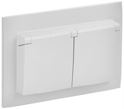 IEK SKANDY Арктический белый Розетка 2-ая с/з с крышкой 16А в сборе IP44 SK-R12W SK-R26-16-44-K01-F - фото 73920
