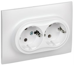 IEK SKANDY Арктический белый Розетка 2-ая с/з без защитных шторок 16А в сборе SK-R08W SK-R21-16-K01-F - фото 73923