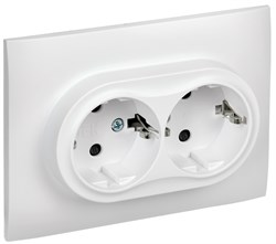 IEK SKANDY Арктический белый Розетка 2-ая с/з с защитными шторками 16А в сборе SK-R07W SK-R24-16-K01-F - фото 73927