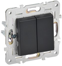IEK SKANDY Черный Выключатель 2-клавишный 10А SK-V04Bl SK-V20-0-10-K02 - фото 73964