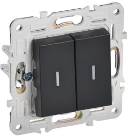 IEK SKANDY Черный Выключатель 2-клавишный с индикацией 10А SK-V09Bl SK-V20-1-10-K02 - фото 73976