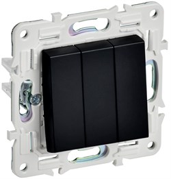 IEK SKANDY Черный Выключатель 3-клавишный 10А SK-V11Bl SK-V30-0-10-K02 - фото 73979