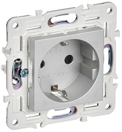 IEK SKANDY Серебряный Розетка с/з с защитными шторками 16А SK-R04S SK-R14-16-K23 - фото 73983