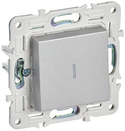 IEK SKANDY Серебряный Выключатель 1-клавишный с индикацией 10А SK-V07S SK-V10-1-10-K23 - фото 73993