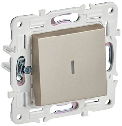 IEK SKANDY Шампань Выключатель 1-клавишный с индикацией 10А SK-V07Sh SK-V10-1-10-K37 - фото 73994