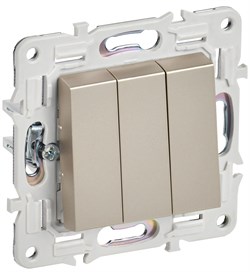 IEK SKANDY Шампань Выключатель 3-клавишный 10А SK-V11Sh SK-V30-0-10-K37 - фото 73997