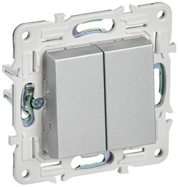 IEK SKANDY Серебряный Выключатель 2-клавишный проходной 10А SK-V05S SK-V22-0-10-K23 - фото 74000
