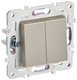 IEK SKANDY Шампань Выключатель 2-клавишный проходной 10А SK-V05Sh SK-V22-0-10-K37 - фото 74002