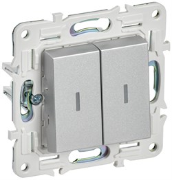 IEK SKANDY Серебряный Выключатель 2-клавишный проходной с индикацией 10А SK-V10S SK-V22-1-10-K23 - фото 74004