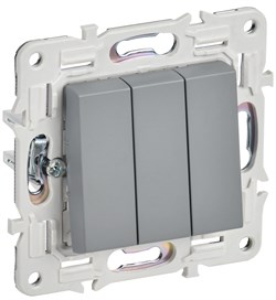 IEK SKANDY Серый Выключатель 3-клавишный 10А SK-V11Gr SK-V30-0-10-K03 - фото 74011