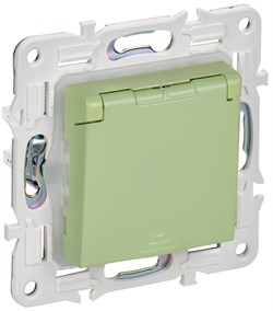 IEK SKANDY Мятный Розетка с/з с защитными шторками и крышкой 16А IP44 SK-R11G SK-R16-16-44-K06 - фото 74042