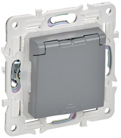 IEK SKANDY Серый Розетка с/з с защитными шторками и крышкой 16А IP44 SK-R11Gr SK-R16-16-44-K03 - фото 74043
