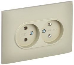 IEK SKANDY Бежевый Розетка 2-ая б/з 10А в сборе SK-R10B SK-R20-10-K10-F - фото 74051