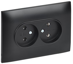 IEK SKANDY Черный Розетка 2-ая б/з 10А в сборе SK-R10Bl SK-R20-10-K02-F - фото 74053