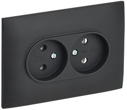 IEK SKANDY Графит Розетка 2-ая б/з 10А в сборе SK-R10G SK-R20-10-K53-F - фото 74055