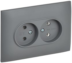 IEK SKANDY Серый Розетка 2-ая б/з 10А в сборе SK-R10Gr SK-R20-10-K03-F - фото 74059