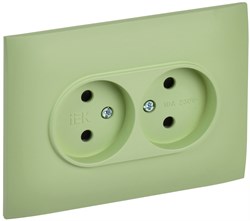 IEK SKANDY Мятный Розетка 2-ая б/з с защитными шторками 10А в сборе SK-R09G SK-R23-10-K06-F - фото 74070
