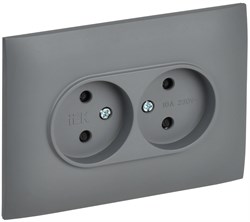 IEK SKANDY Серый Розетка 2-ая б/з с защитными шторками 10А в сборе SK-R09Gr SK-R23-10-K03-F - фото 74071