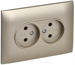 IEK SKANDY Шампань Розетка 2-ая б/з с защитными шторками 10А в сборе SK-R09Sh SK-R23-10-K37-F - фото 74075