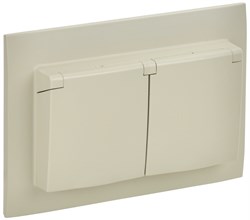 IEK SKANDY Бежевый Розетка 2-ая с/з с крышкой 16А в сборе IP44 SK-R12B SK-R26-16-44-K10-F - фото 74081