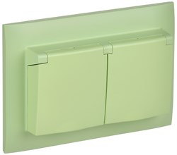 IEK SKANDY Мятный Розетка 2-ая с/з с крышкой 16А в сборе IP44 SK-R12G SK-R26-16-44-K06-F - фото 74084