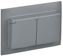 IEK SKANDY Серый Розетка 2-ая с/з с крышкой 16А в сборе IP44 SK-R12Gr SK-R26-16-44-K03-F - фото 74086