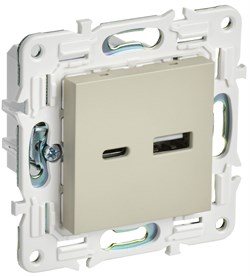 IEK SKANDY Бежевый Розетка USB A+C 3,1А SK-R14B SK-U22-D31-K10 - фото 74092