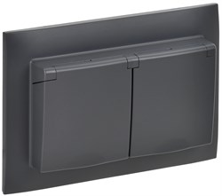 IEK SKANDY Титан Розетка 2-ая с/з с крышкой 16А в сборе IP44 SK-R12T SK-R26-16-44-K48-F - фото 74096