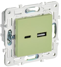 IEK SKANDY Мятный Розетка USB A+C 3,1А SK-R14G SK-U22-D31-K06 - фото 74097