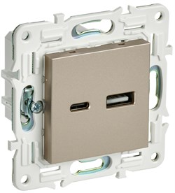 IEK SKANDY Шампань Розетка USB A+C 3,1А SK-R14Sh SK-U22-D31-K37 - фото 74100