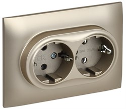 IEK SKANDY Шампань Розетка 2-ая с/з без защитных шторок 16А в сборе SK-R08Sh SK-R21-16-K37-F - фото 74110