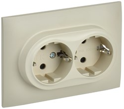 IEK SKANDY Бежевый Розетка 2-ая с/з с защитными шторками 16А в сборе SK-R07B SK-R24-16-K10-F - фото 74113