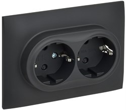 IEK SKANDY Графит Розетка 2-ая с/з с защитными шторками 16А в сборе SK-R07G SK-R24-16-K53-F - фото 74116