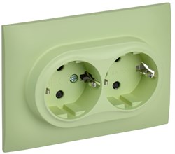IEK SKANDY Мятный Розетка 2-ая с/з с защитными шторками 16А в сборе SK-R07G SK-R24-16-K06-F - фото 74119