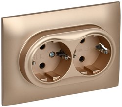 IEK SKANDY Песочный Розетка 2-ая с/з с защитными шторками 16А в сборе SK-R07Sa SK-R24-16-K98-F - фото 74128