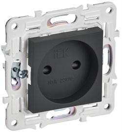 IEK SKANDY Графит Розетка б/з с защитными шторками 10А SK-R01G SK-R13-10-K53 - фото 74136
