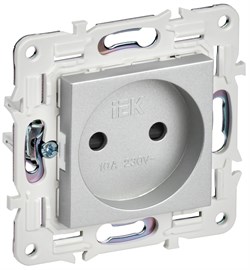 IEK SKANDY Серебряный Розетка б/з с защитными шторками 10А SK-R01S SK-R13-10-K23 - фото 74145