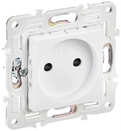 IEK SKANDY Арктический белый Розетка б/з с защитными шторками 10А SK-R01W SK-R13-10-K01 - фото 74155