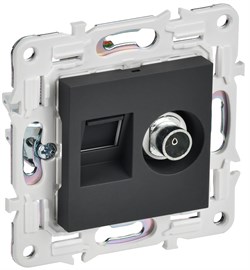 IEK SKANDY Графит Розетка двойная TV+RJ45 кат.6E SK-A15G SK-AK20-2-K53 - фото 74171