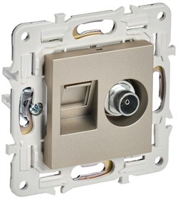 IEK SKANDY Шампань Розетка двойная TV+RJ45 кат.6E SK-A15Sh SK-AK20-2-K37 - фото 74181