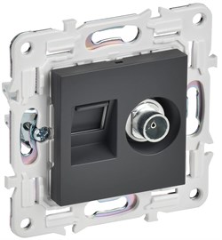 IEK SKANDY Титан Розетка двойная TV+RJ45 кат.6E SK-A15T SK-AK20-2-K48 - фото 74183