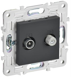 IEK SKANDY Графит Розетка двойная TV+SAT SK-A13G SK-AF20-O-K53 - фото 74188