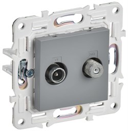 IEK SKANDY Серый Розетка двойная TV+SAT SK-A13Gr SK-AF20-O-K03 - фото 74193