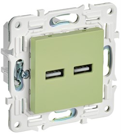 IEK SKANDY Мятный Розетка USB A+A 3,1А SK-R15G SK-U21-D31-K06 - фото 74194