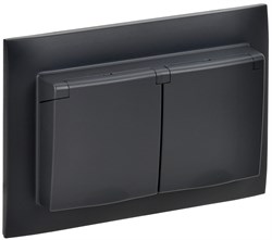 IEK SKANDY Черный Розетка 2-ая с/з с крышкой 16А в сборе IP44 SK-R12Bl SK-R26-16-44-K02-F - фото 74205