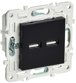 IEK SKANDY Черный Розетка USB A+A 3,1А SK-R15Bl SK-U21-D31-K02 - фото 74227