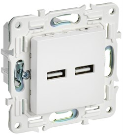 IEK SKANDY Арктический белый Розетка USB A+A 3,1А SK-R15W SK-U21-D31-K01 - фото 74229