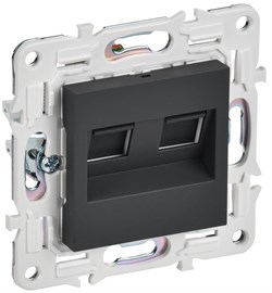 IEK SKANDY Графит Розетка компьютерная двойная RJ45 кат.6 SK-K04G SK-K20-2-K53 - фото 74243